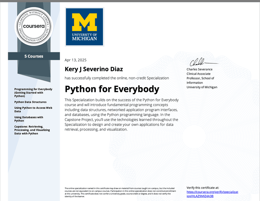 Python For Everybody Specialization